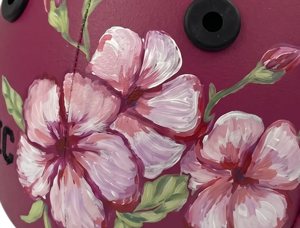 Close-up of the floral sublimated cover and vent