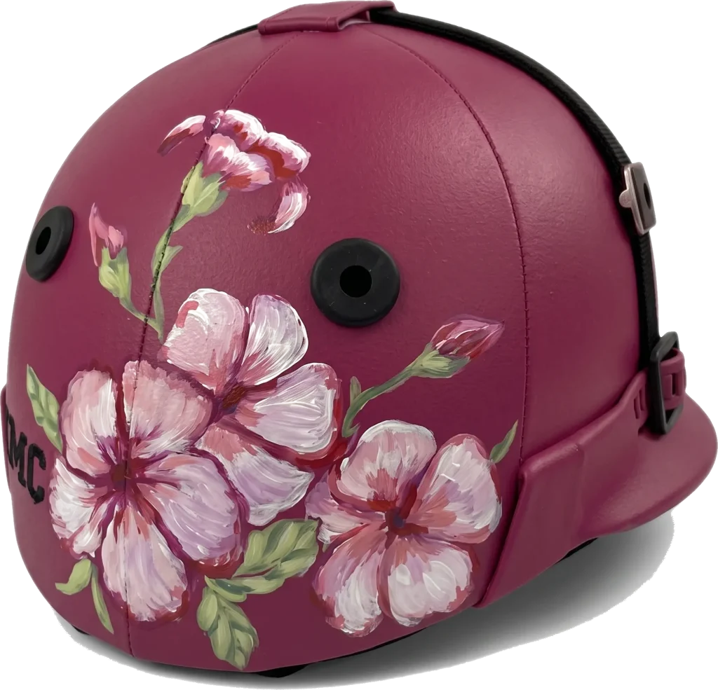 H1 polo helmet with hand-painted floral sublimation