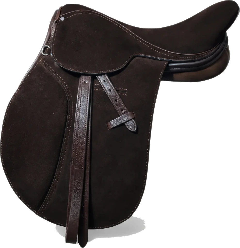 American polo saddle in dark brown suede
